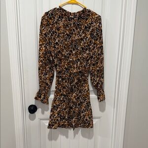 Elegant Long Sleeve Leopard Print Dress